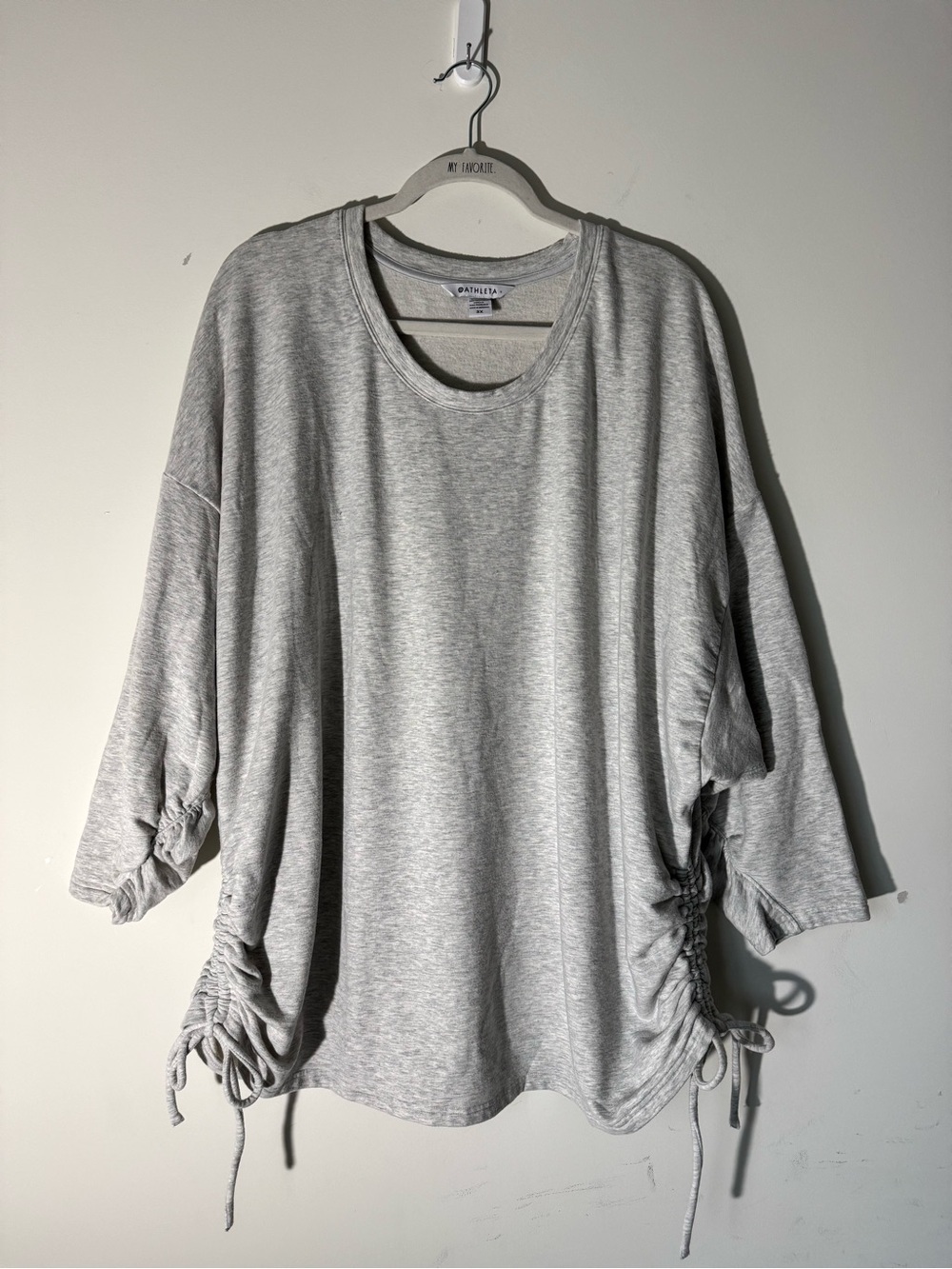 Athleta Lombard Ruched Side Tie Sweatshirt gray Sz 3X - Picture 2 of 11